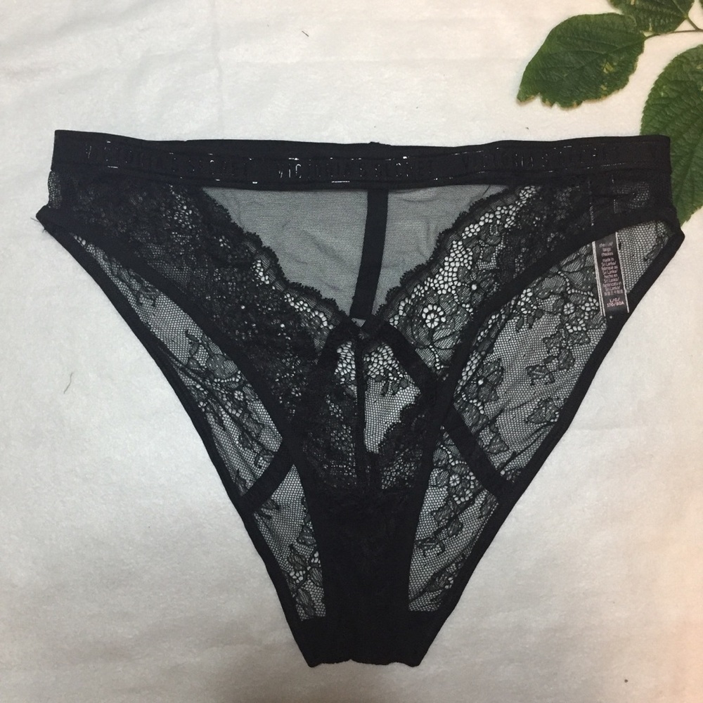 VS Black Lace High Waist Cage Back Cheekini Panty
